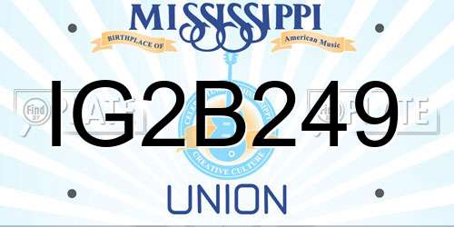 IG2B249 Mississippi License Plate