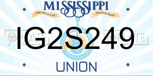 IG2S249 Mississippi License Plate