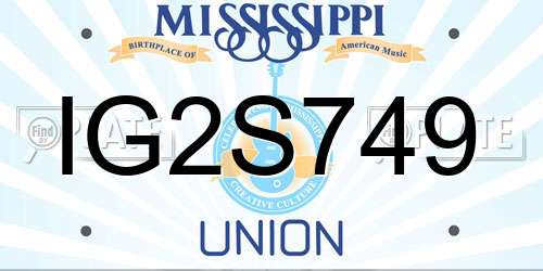 IG2S749 Mississippi License Plate