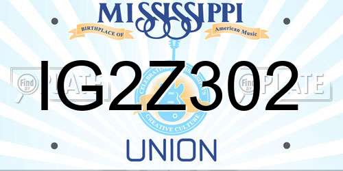 IG2Z302 Mississippi License Plate