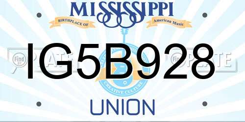 IG5B928 Mississippi License Plate