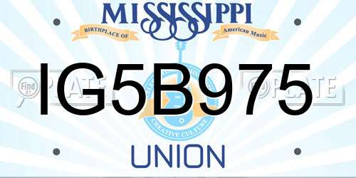 IG5B975 Mississippi License Plate