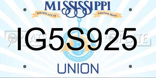 IG5S925 Mississippi License Plate