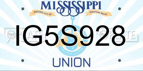 IG5S928 Mississippi License Plate