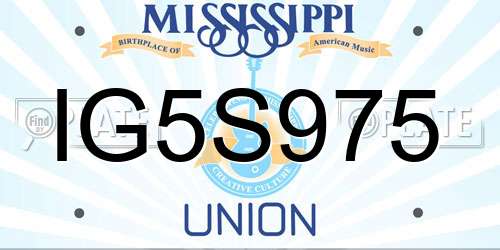 IG5S975 Mississippi License Plate