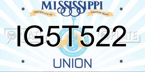 IG5T522 Mississippi License Plate