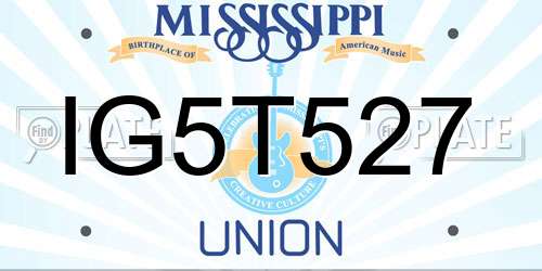IG5T527 Mississippi License Plate