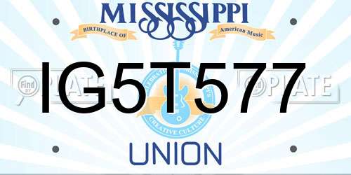 IG5T577 Mississippi License Plate