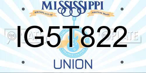 IG5T822 Mississippi License Plate