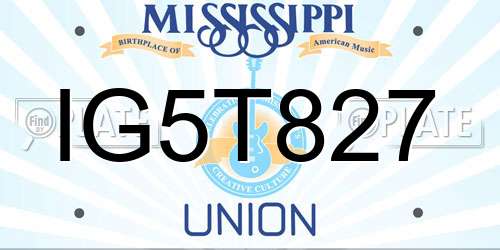 IG5T827 Mississippi License Plate