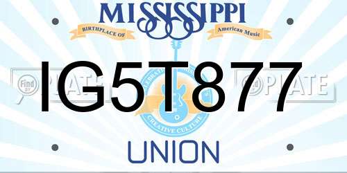 IG5T877 Mississippi License Plate