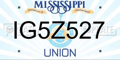 IG5Z527 Mississippi License Plate
