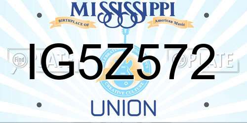 IG5Z572 Mississippi License Plate