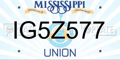 IG5Z577 Mississippi License Plate
