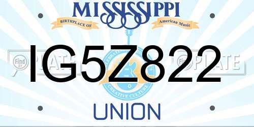 IG5Z822 Mississippi License Plate