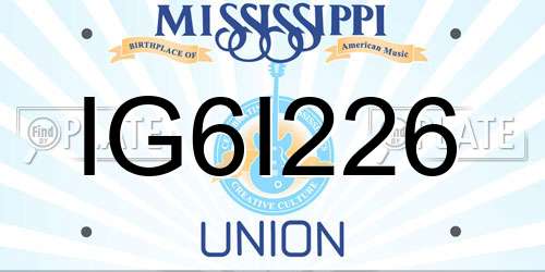 IG6I226 Mississippi License Plate