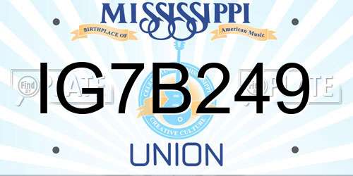 IG7B249 Mississippi License Plate