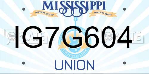 IG7G604 Mississippi License Plate