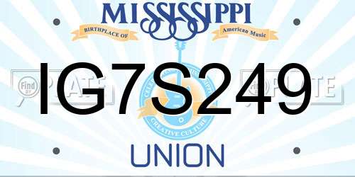 IG7S249 Mississippi License Plate