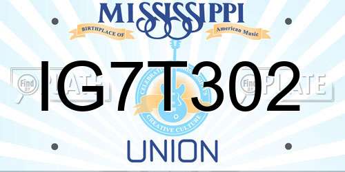 IG7T302 Mississippi License Plate