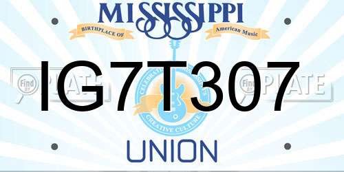 IG7T307 Mississippi License Plate