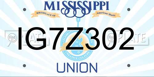 IG7Z302 Mississippi License Plate
