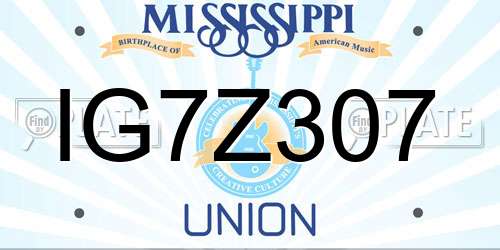 IG7Z307 Mississippi License Plate