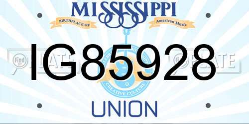 IG85928 Mississippi License Plate