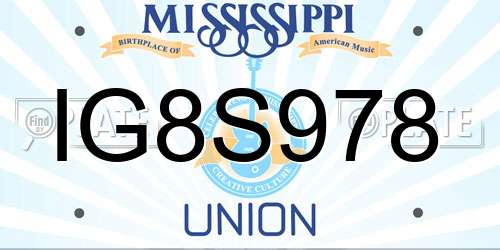 IG8S978 Mississippi License Plate