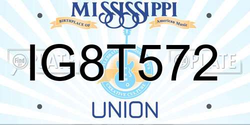 IG8T572 Mississippi License Plate