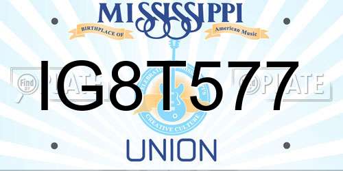 IG8T577 Mississippi License Plate