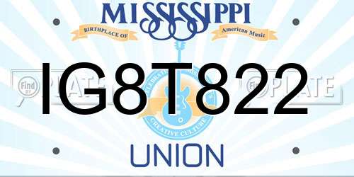IG8T822 Mississippi License Plate