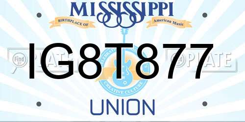 IG8T877 Mississippi License Plate