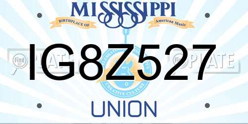 IG8Z527 Mississippi License Plate