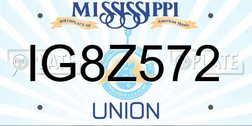IG8Z572 Mississippi License Plate
