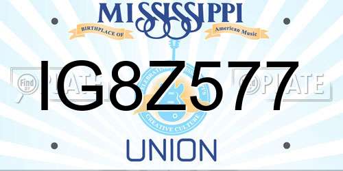 IG8Z577 Mississippi License Plate