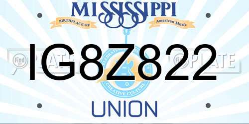 IG8Z822 Mississippi License Plate