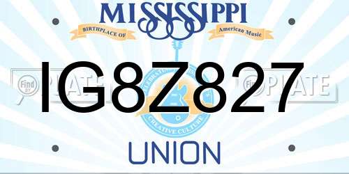 IG8Z827 Mississippi License Plate