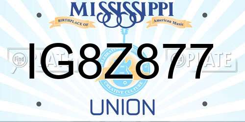 IG8Z877 Mississippi License Plate