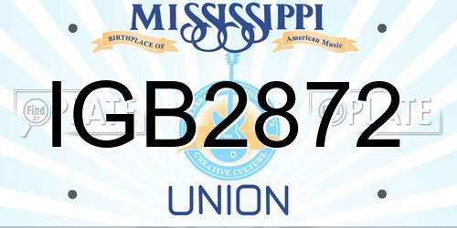 IGB2872 Mississippi License Plate