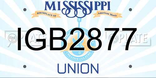IGB2877 Mississippi License Plate