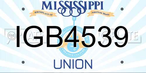 IGB4539 Mississippi License Plate
