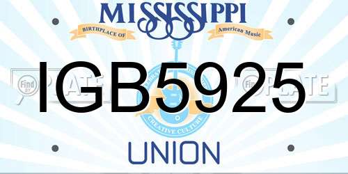 IGB5925 Mississippi License Plate