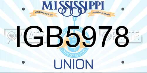IGB5978 Mississippi License Plate