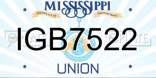 IGB7522 Mississippi License Plate