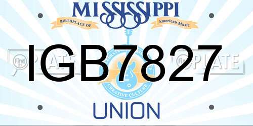 IGB7827 Mississippi License Plate