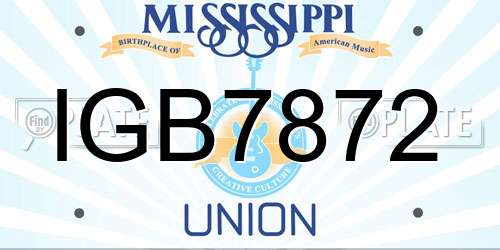 IGB7872 Mississippi License Plate