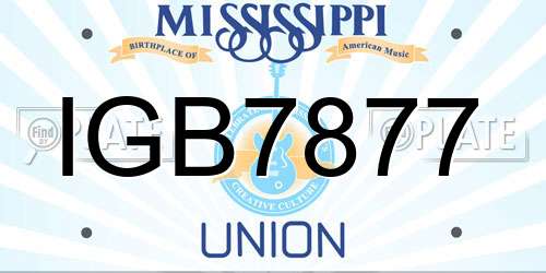 IGB7877 Mississippi License Plate
