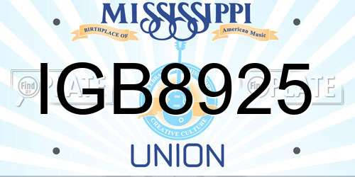 IGB8925 Mississippi License Plate