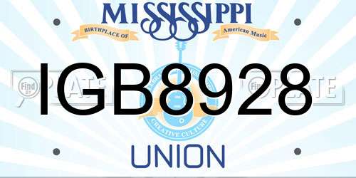 IGB8928 Mississippi License Plate